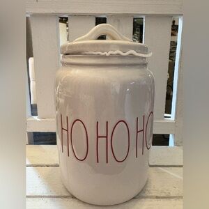 Rae Dunn White Holiday Canister with Red Accents